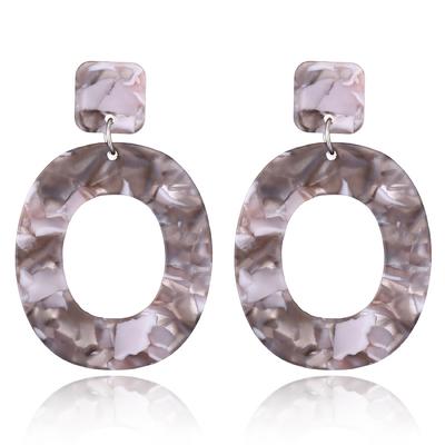 Retro Mode Einfache Acryl-Ohrringe Geometrische Ovale Anhänger-Ohrringe für Frauen