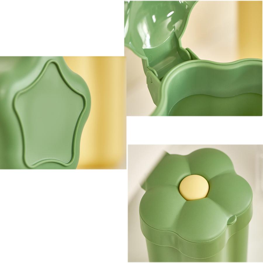 1PCS Flower Desktop Wastebasket Household Cute Mini Storage Bin Bedroom Small with Lid Large Opening Paper Basket