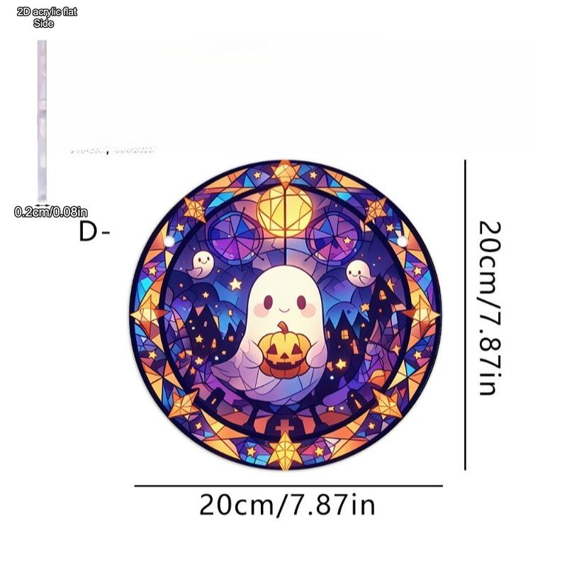Halloween Ghost Sun Catcher - Circular Acrylic Sign, Acrylic Desktop Ornament, Wall Decor Art, Four Seasons Decoration, Novelty Home Decor