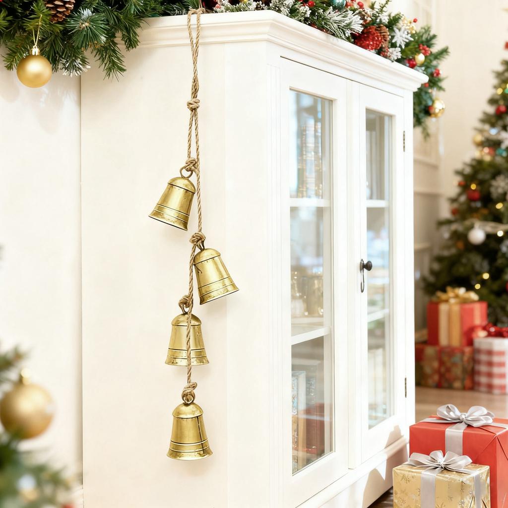 Worn Cowbell Christmas Bell Metal Vintage Bell Decoration Pendant Holiday Decoration Atmosphere Bell (1pc)