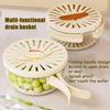 Multifunctional Drain Basket with Lid Dehydrator with Foldable Handle Fruit Crisper Drain Bowl for Kitchen and Refrigerator