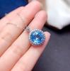 Trending Simulated Aquamarine Topaz Sunflower Pendant Necklace with Full Diamond Design for Women