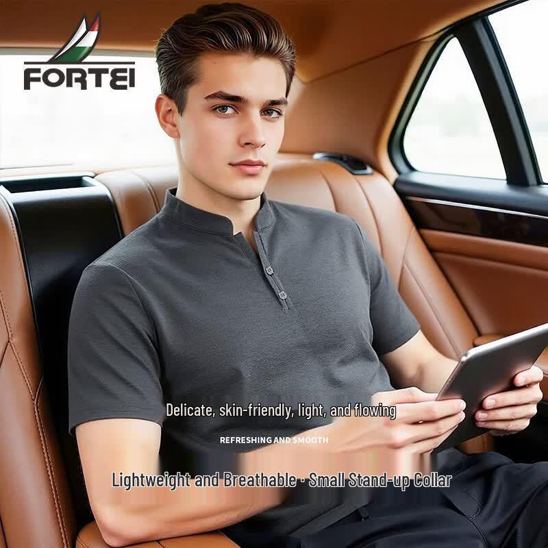 Fu Ting Men s New Chinese Stand Collar T-Shirt L 50