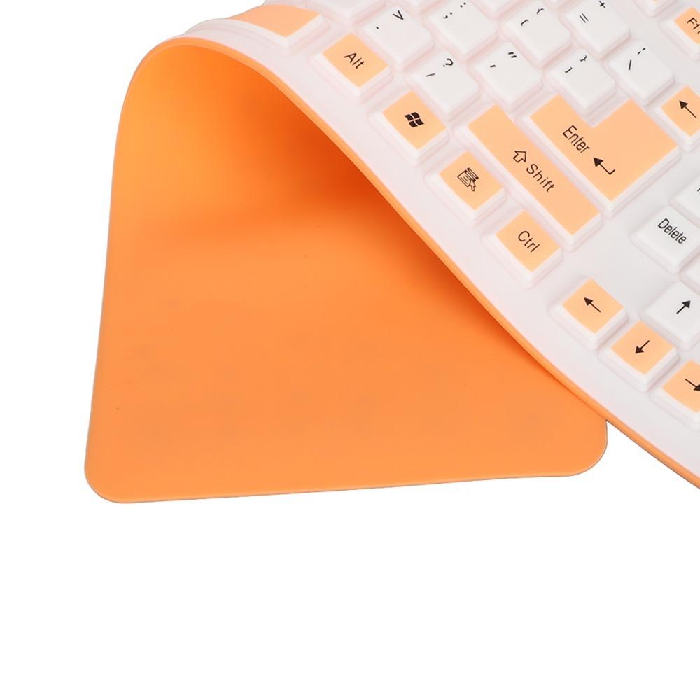 Waterproof USB Wired Keyboard 106 Keys Silent Keyboard Portable Silicone Keyboard  Laptop Notebook