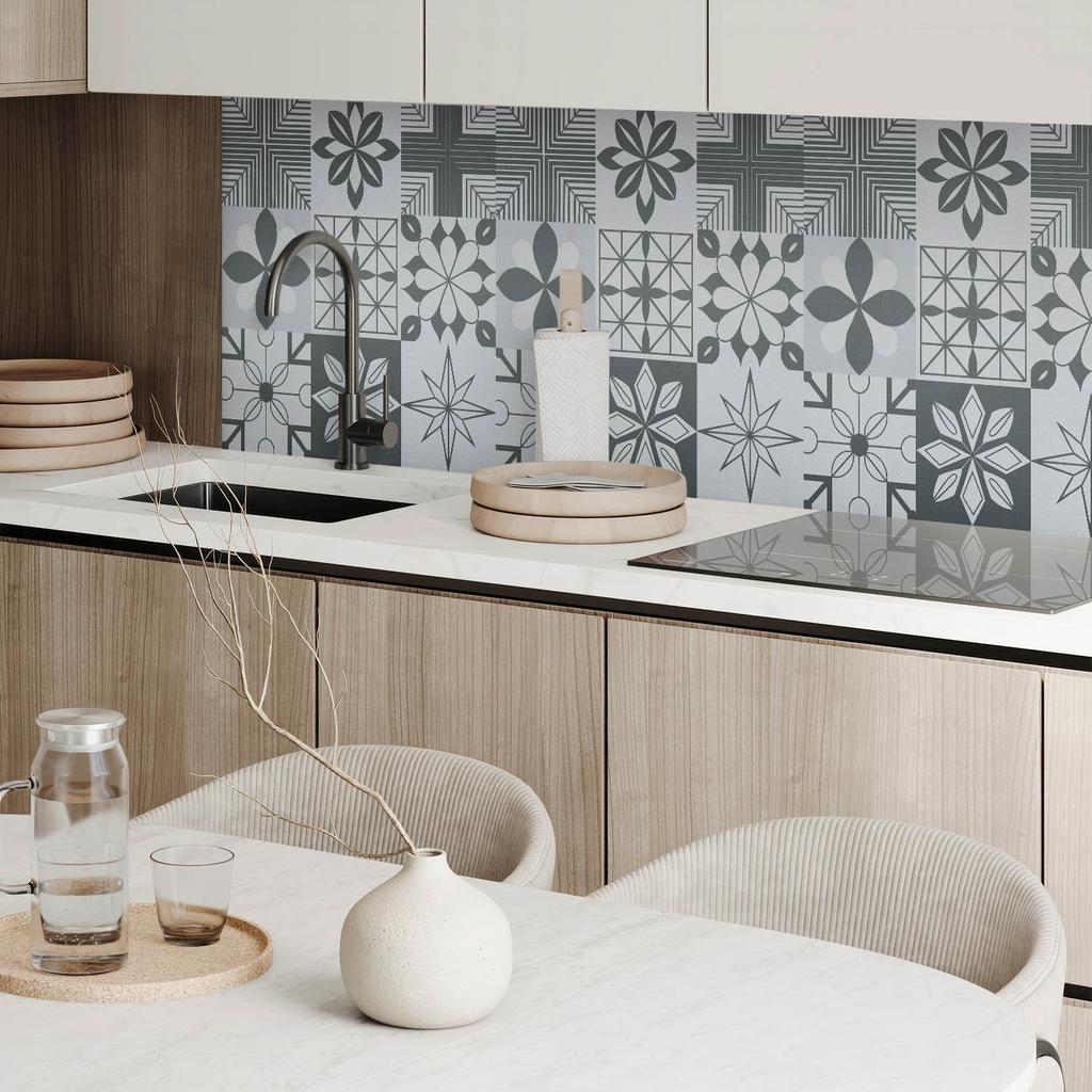 Naklejany Panel Pcv Z Motywem Idealny Do Przedpokoju 100X50 Cm Geometryczne Wzory W Mozaice