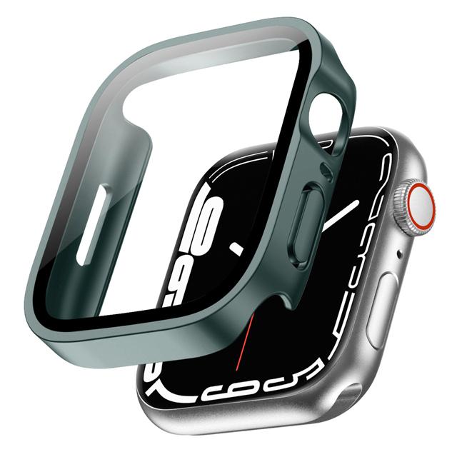 Glass+Case For Apple Watch 7 8 45mm 41mm 49mm 44mm 40mm Straight Edge Screen Protector Cover Case iWatch 4 5 SE 6 7 8 Ultra 49mm