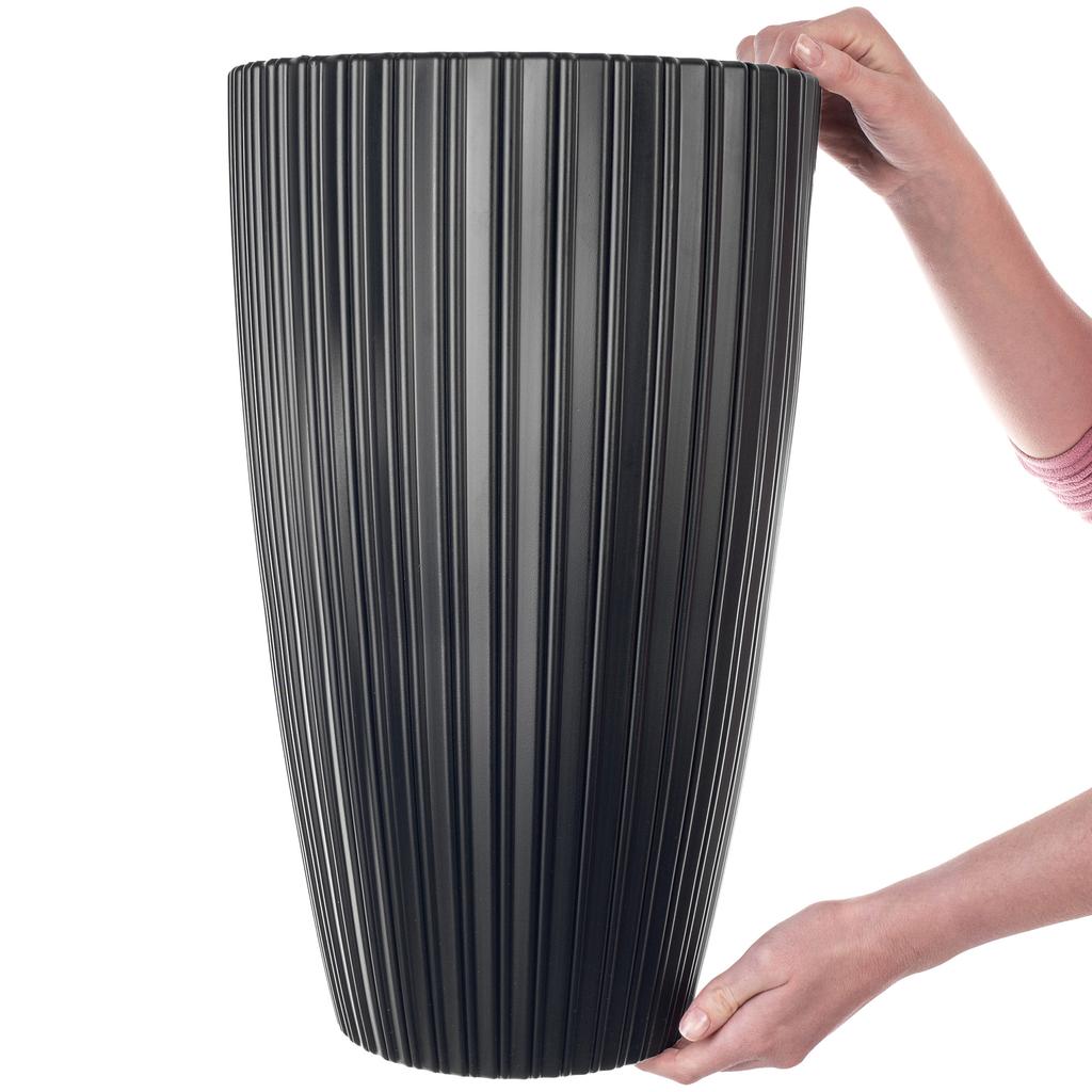 KADAX Blumentopf Pflanztopf Für Blumen 30cm Übertopf Mit Einsatz Blumenständer Kunststoff Schwarz