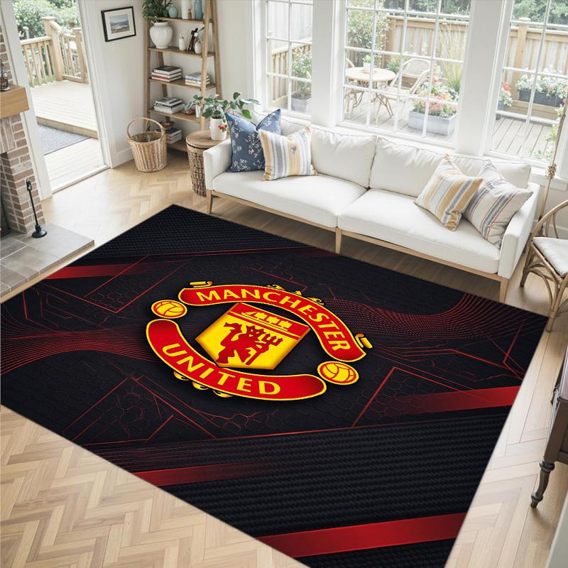 Manchester United Design Crystal Velvet Carpet Cozy Non?Slip Printed Rug For Bedroom Living Room Entrance
