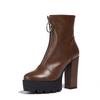 Autumn and winter lace-up new high heel-large size front zipper low tube Martin boots women