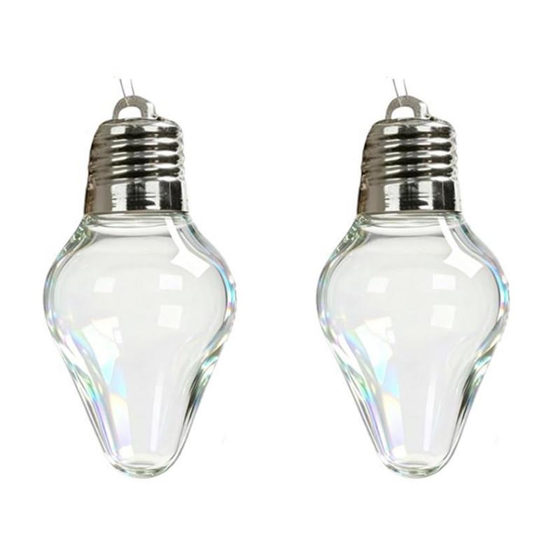 1/2pcs Christmas Bulb Gift Jar Fillable Xmas Light Bulbs Shape Clear Ornaments Large Plastic Empty Candy Cards Jars