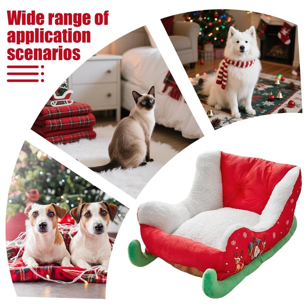 Christmas Washable Dog Sofa Bed Nest Dog Bed Sled Cat Hammock with Anti-slip bottom for Small Medium Cats Dogs Christmas Decor