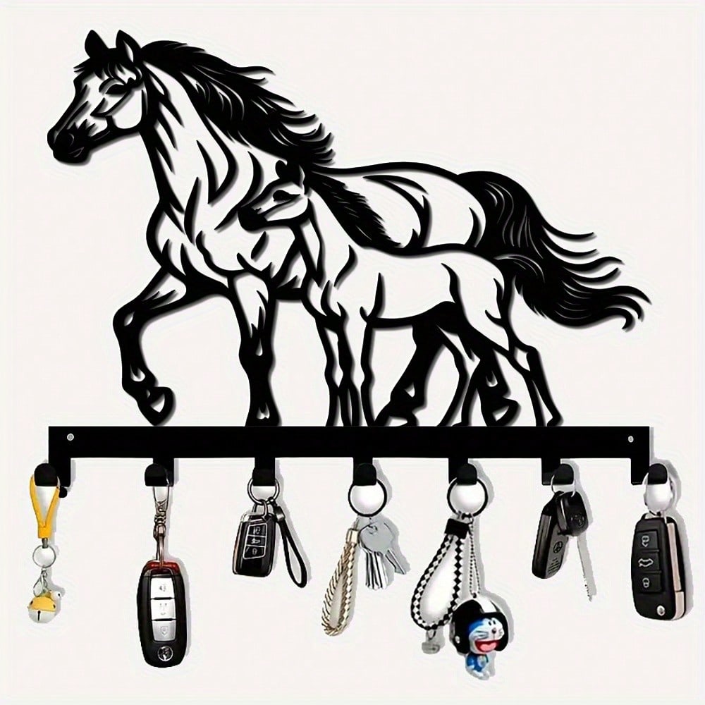 Equestrian Metal Key Hooks 7 Hooks Wall Mounted Rustproof Home Decor