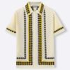 Casual Knitted Short Sleeve Shirt for Men Button Down Crochet Hollow Out Shirt Top Men's Summer Vacation Vintage Knit Golf Beach Collared Shirts Tops