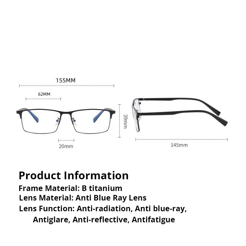 Big Titanium Glasses Frame Anti Blue Ray For Computer Work Business Spectacle Screen Protective Eyeglasses Wide155mm Light