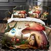 Top Mushroom Fairy Forest Magic Lilliputian Fungus Plant Bedding Set For Twin Queen Size Duvet Cover Pillowcase Bed Kid Adult