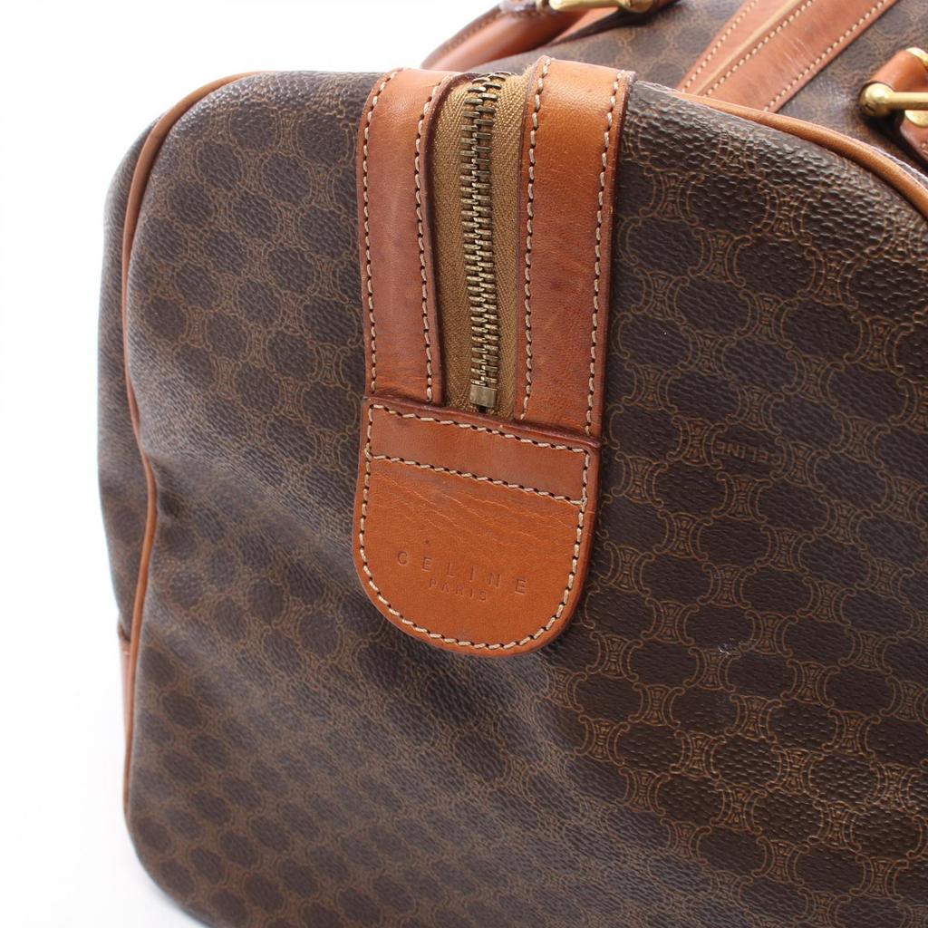 Used CELINE Madakam Boston bag PVC coated canvas leather Brown Used Women