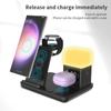 6 In 1 Wireless Charger Stand Alarm Clock Night Light Fast Charging Station Dock for Samsung S23 S22 Galaxy Watch 6 5 4 3 2 Buds