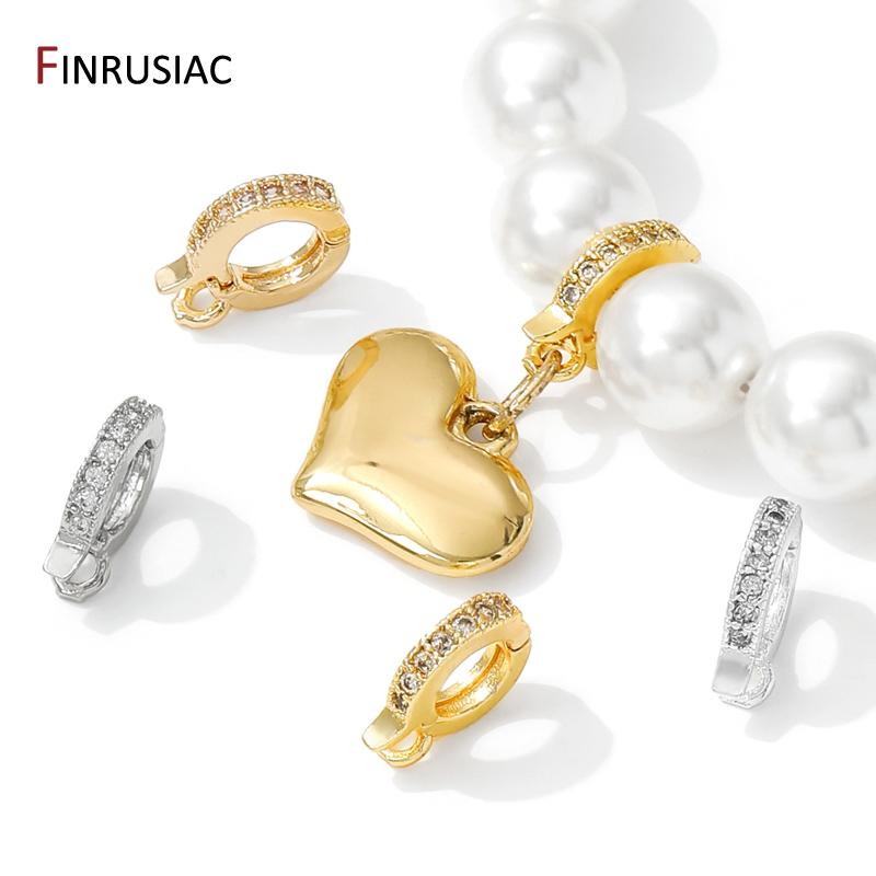 14/18K Gold Plated Brass Pendant Bail Clasps,Inlaid Zircon Pendant Bail Connector For DIY Bracelet Necklace Making Accessories