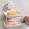 Wall Mounted Soap Dish for Shower Suction Cup Bar Soap Holder Self Draining Removable Sponge Holder for Bathroom Bathtub Kitchen Sink