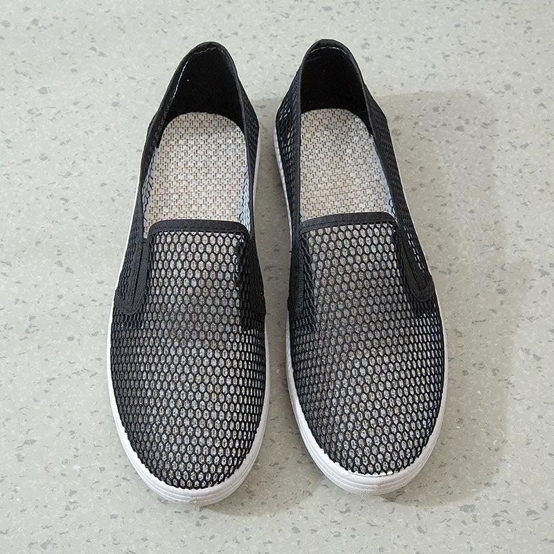 WTEMPO Proste czarne białe siateczkowe wydrążone uniwersalne buty damskie casualowe lekkie miękkie płaskie buty wsuwane