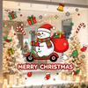 Winter Home Decor Cute Snowman Scooter Christmas Static Window Cling, Cartoon Merry Glass Decorations Decal, Waterproof Sticker for Shop Xmas