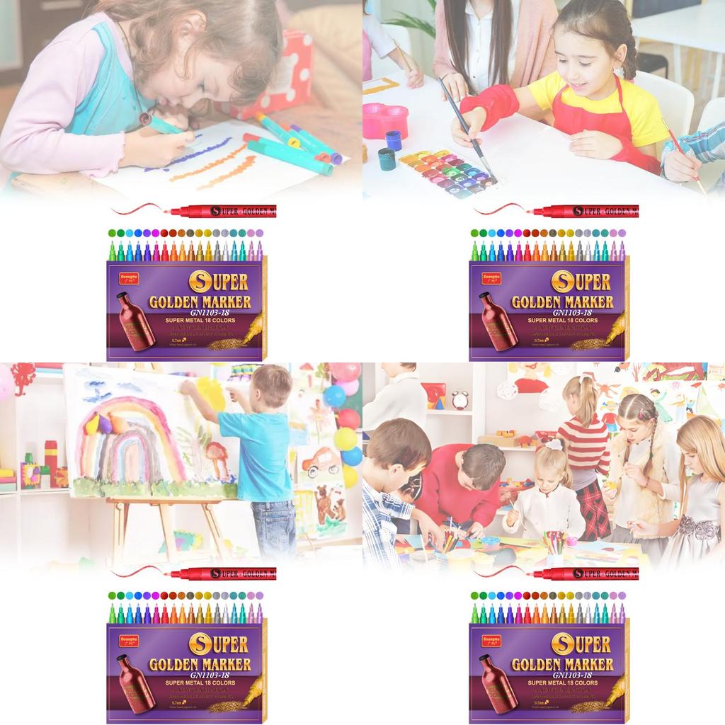 Artistic Acrylic Markers With 18 Colors Metal Paint Pens For Art Projects And Illustration