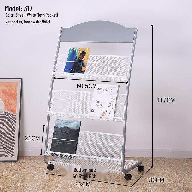 Floor Standing Magazine & Book Display Rack for Periodicals and Promotional Materials
