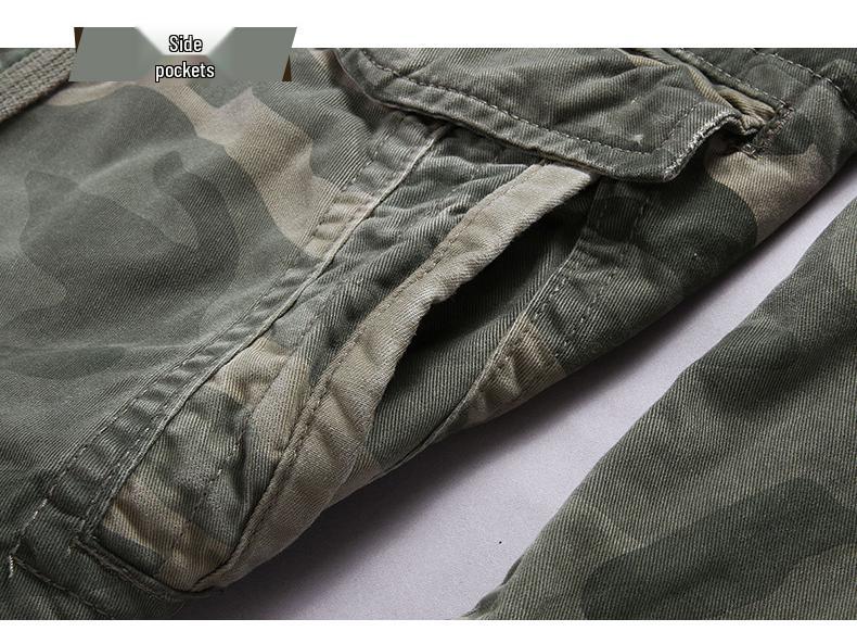 Jachetă Camuflaj cu Glugă și Buzunare Multiple pentru Bărbați, Stil Amekaji, Lungime Medie
