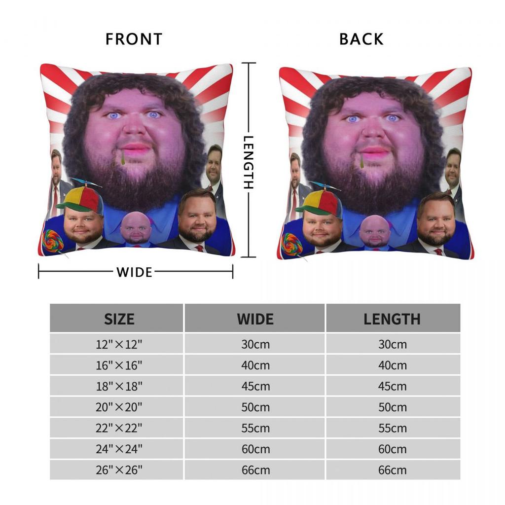 Jd Vance Face Meme Square Pillowcase Polyester Linen Velvet Creative Zip Decorative Throw Pillow Case Car Cushion Case