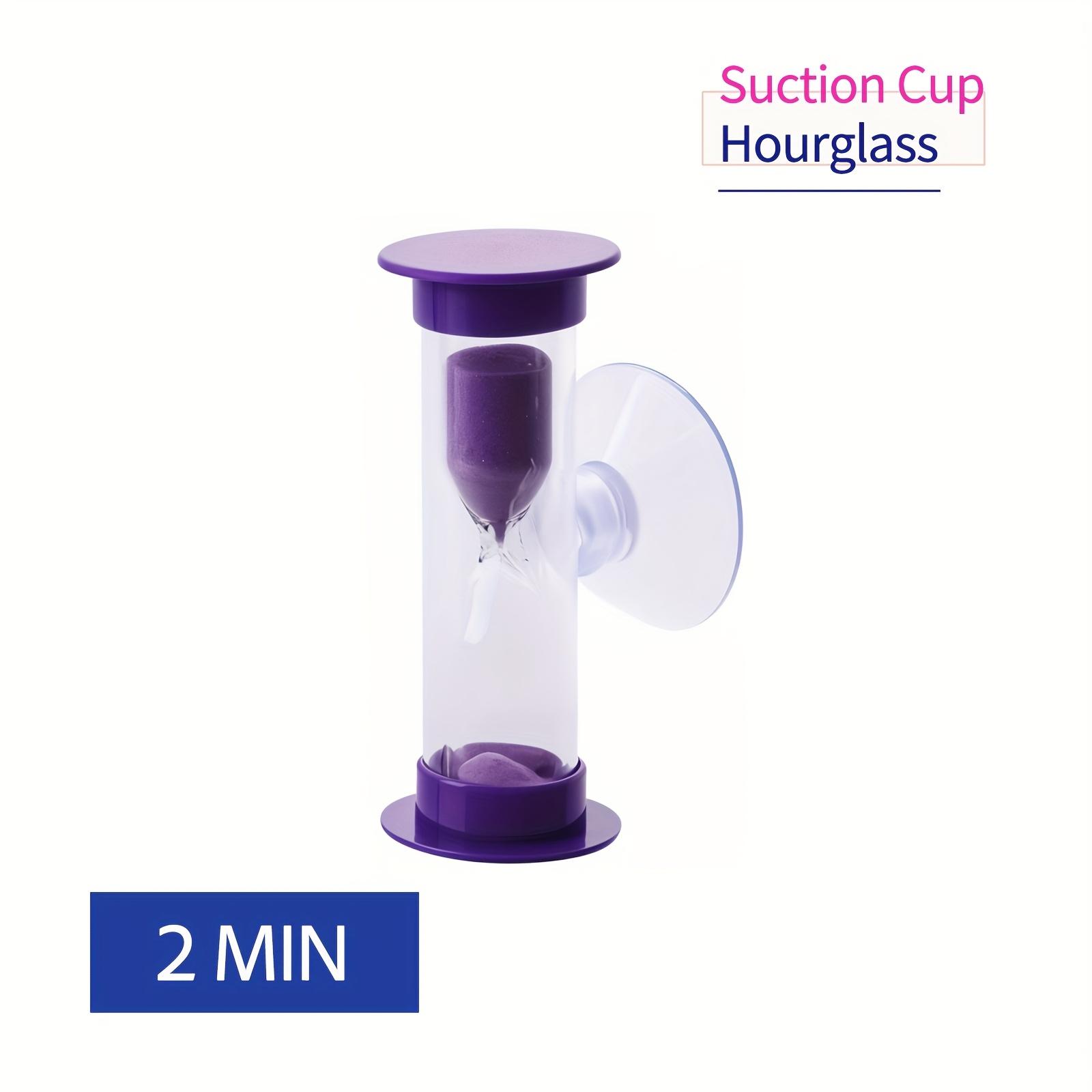 

2-Minute Sand Timer with Suction Cup - Unbreakable Plastic Mini Hourglass, Rotatable Sand Clock 2min