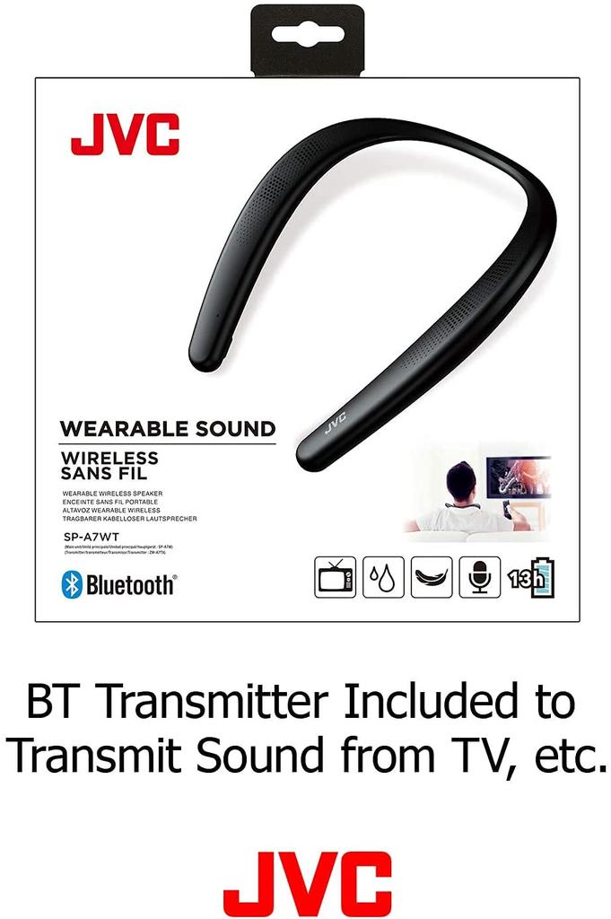 JVC Kenwood NAGARAKU Wearable Neck Wireless Approximately 15 Hours of Continuous Lightweight Design Black SP-A7WT-B Speaker, Bluetooth, Playback,