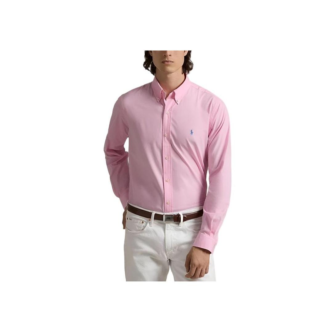 

Polo Ralph Lauren Однотонная трикотажная рубашка на одной пуговице с вышивкой пони, с длинным рукавом, для мужчин, рубашки, розовая 710929350-002 M