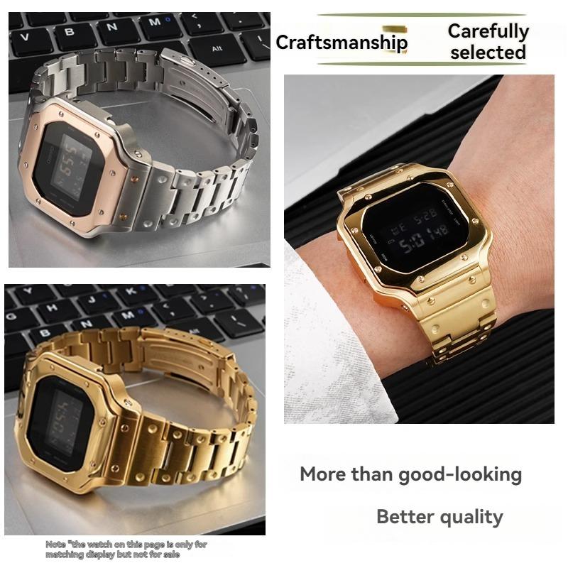Modificação Personalizada Pulseira DW5600 Para Casio G-SHOCK DW-5600 GW-B5600 Caixa de Aço Inoxidável Pulseira de Relógio Corrente de Relógio Concha