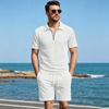 Men's Summer American Style Small Checkered Casual Set, Loose and Breathable Short Sleeve Top and Shorts Two-Piece Outfit