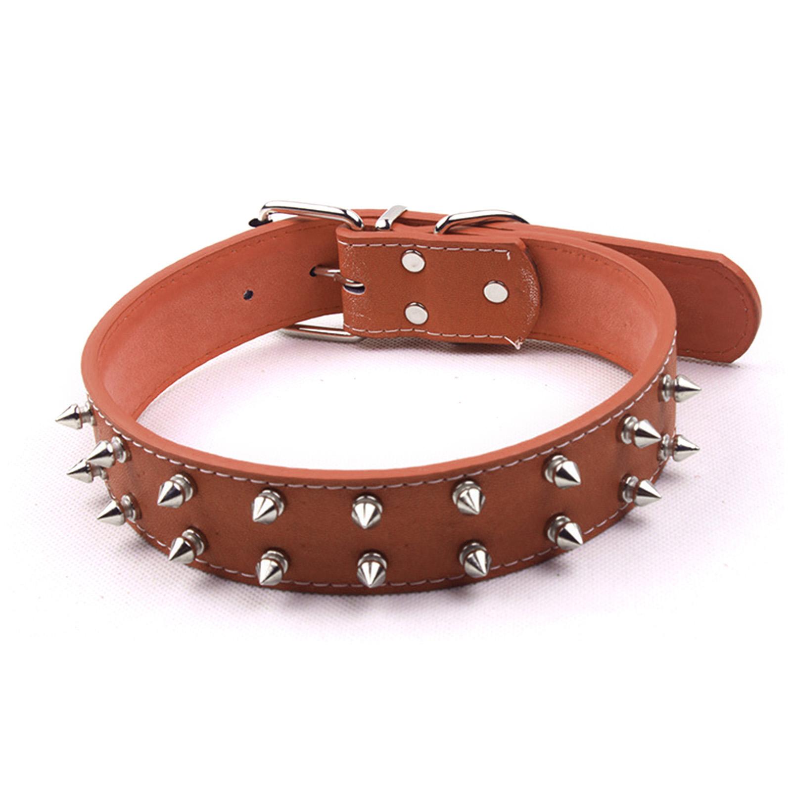 Kaisai Black Punk Style Dog Collar With Spikes Pu Leather Adjustable Studded Spiked Dog Collar Rivet Pet Collar For Medium To Large