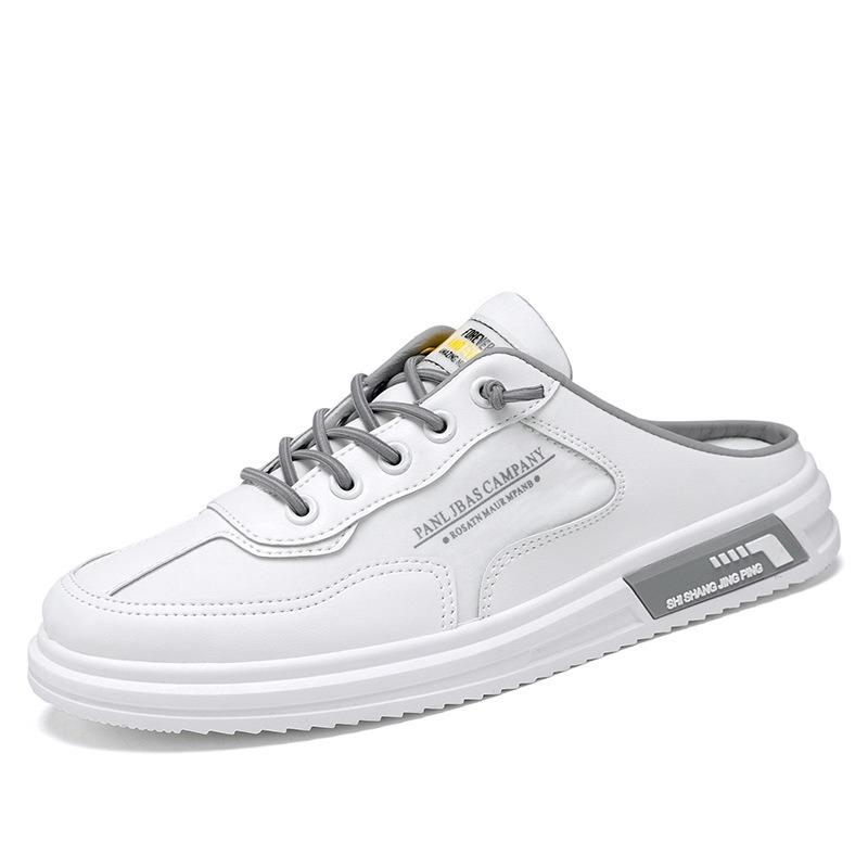 Půlpantofle pánské letní prodyšné krytí chodidla líné nazouvací ledové hedvábí plátno malé bílé plátěnky pánská obuv studentská sportovní