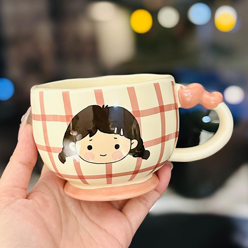 Cute Cartoon Bear Ceramic Mug With Lid Internet Celebrity Creative Design Straw Cup Household Drinking Cup Souvenir