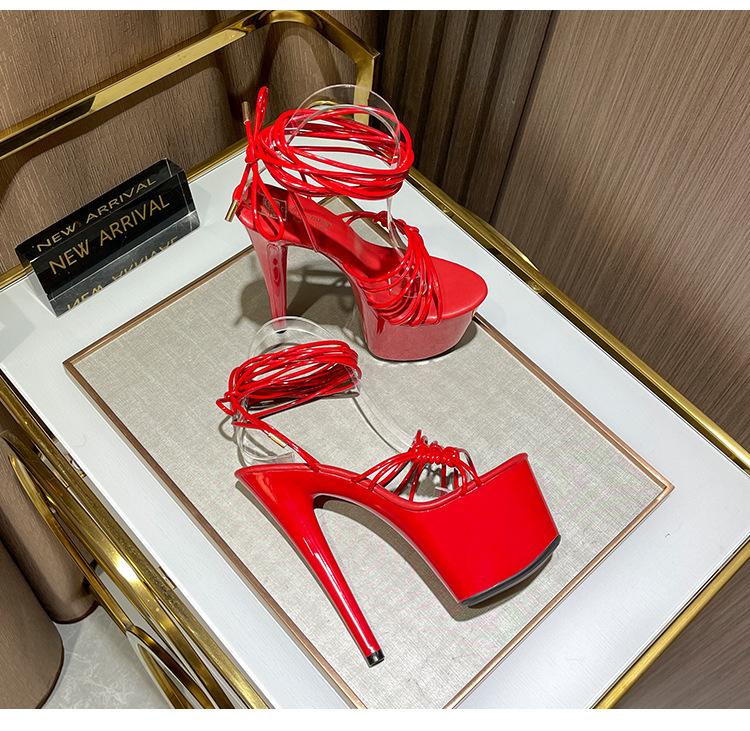 Frauen Sexy Nachtclub 17CM Heels Dance Strap Auto Modell Sandalen Candy Farbe für Party LFD-181-111