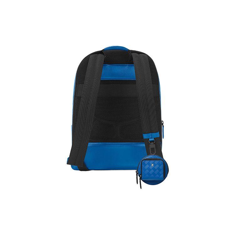 Montblanc Hexagonal White Star Logo Zipper Closure Leather Backpack Unisex Backpack Modern-Blue 130231