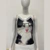 Summer Floral Print V-neck Slim Fit Backless Top