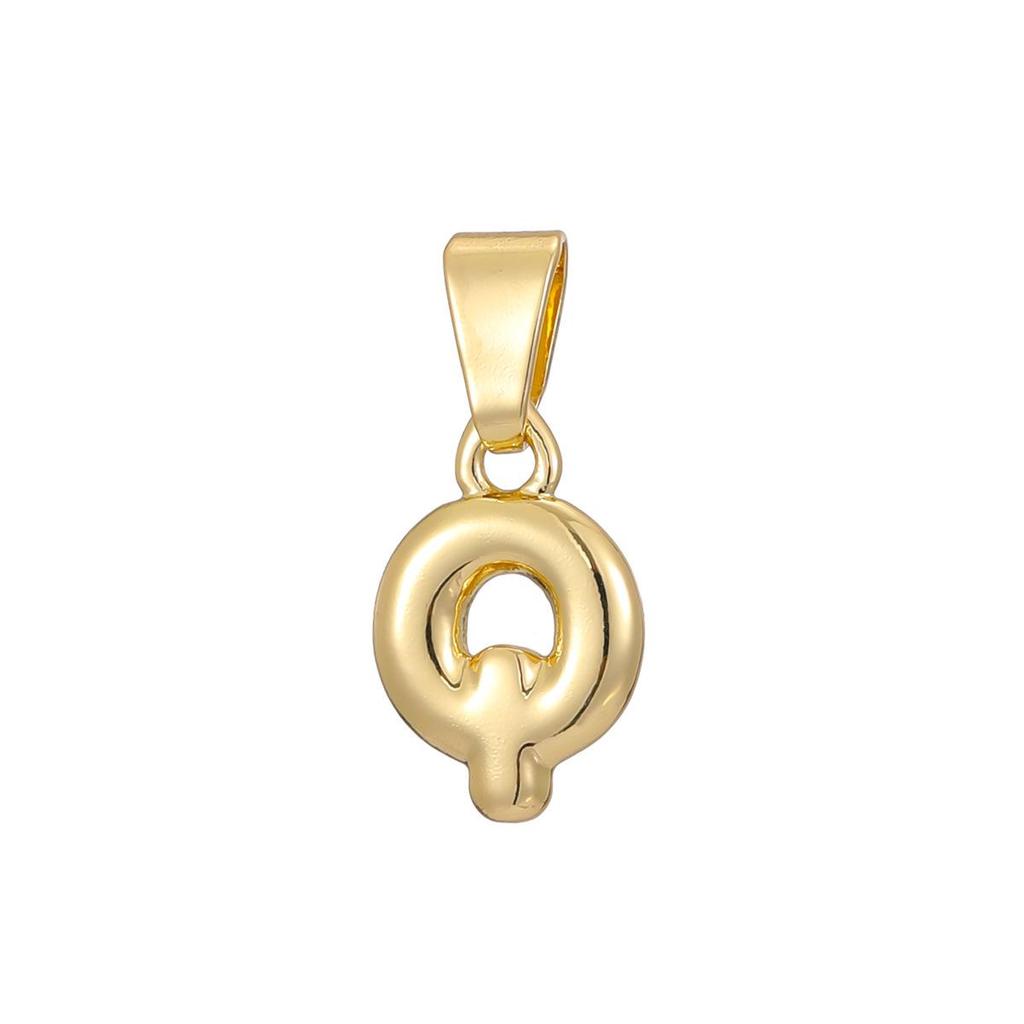 Pozłacany 18-karatowym złotem naszyjnik z mini zawieszką w kształcie litery bąbelkowej - Personalizowany 26 literami alfabetu angielskiego