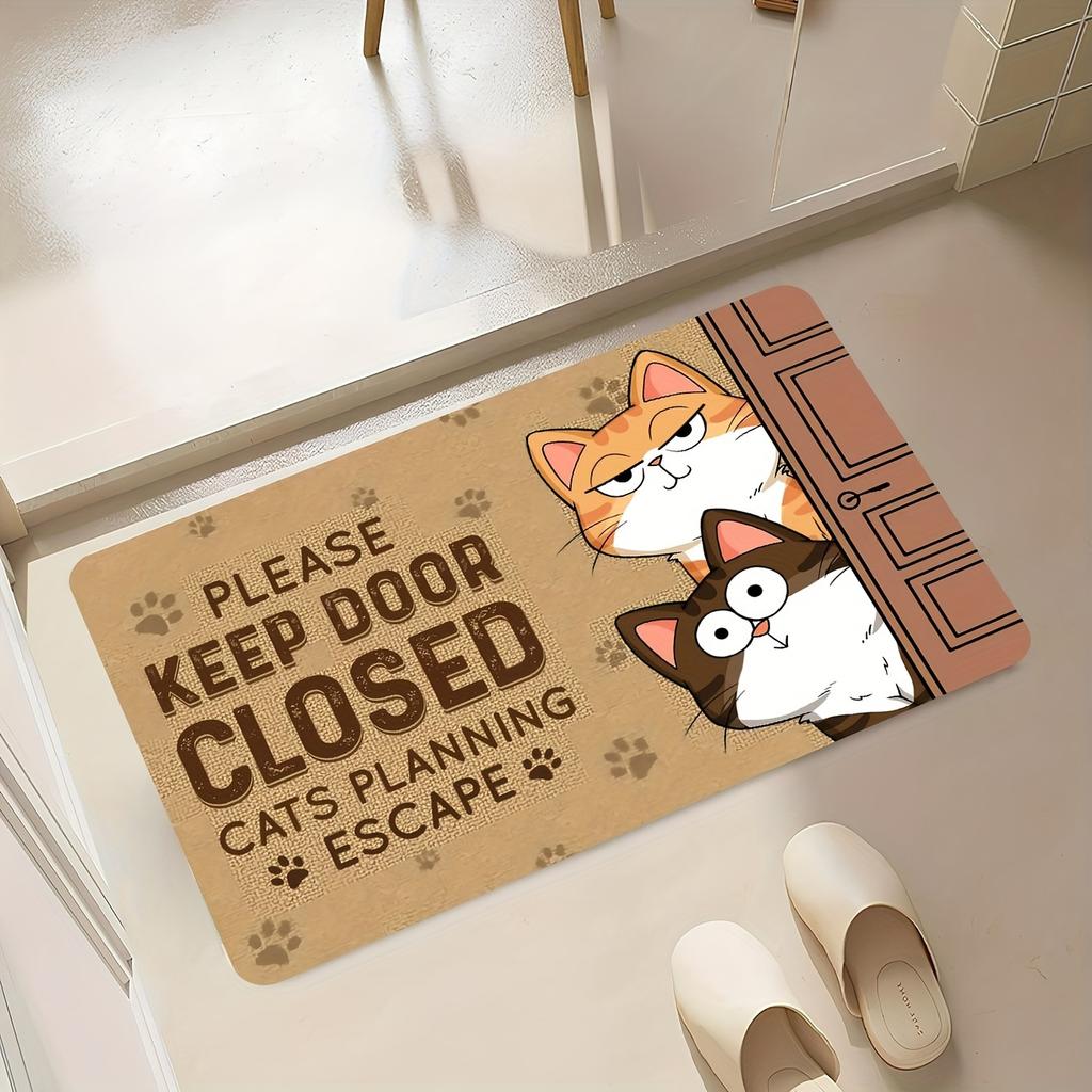 1pc Cat Welcome Doormat Keep Door Closed Cats Planning Escape Doormat Household Machine Indoor Decoration Floor Mat Polyester Mat Mat