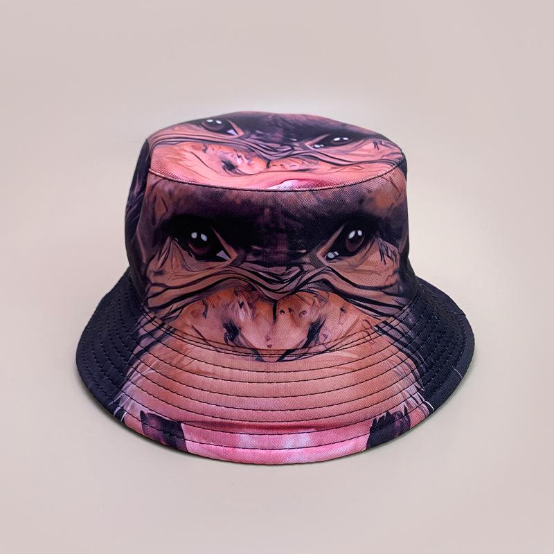 Front And Back Wearing Spoof Hip Hop Animal Print Bucket Hat Men And Women Sunshade Funny Personality Bucket Hat