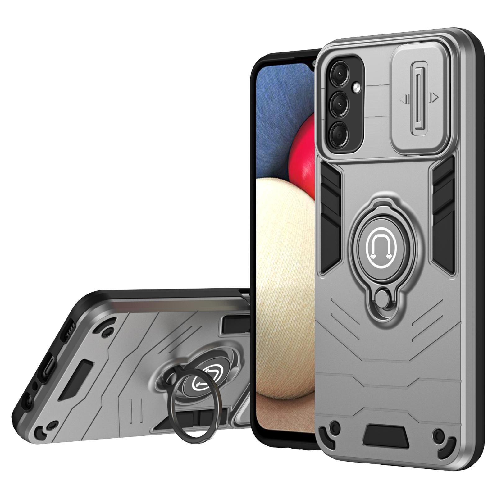 

For Samsung Galaxy A24 4G (162.1 X 77.6 X 8.3mm) Case PC+TPU Phone Cover with Ring Kickstand Grey