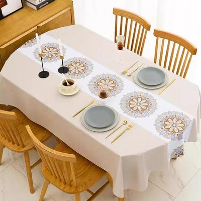 Chinese Style Waterproof and Oil Resistant Tablecloth Thickened PVC Dining Table Cloth Anti Scalding Rectangular Oval Coffee Table Mat Easy To Clean