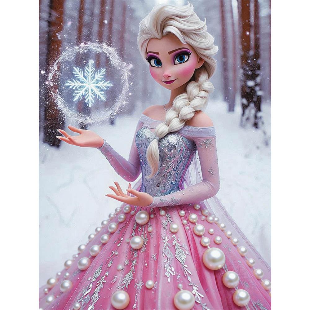 Disney Frozen Princess Elsa Pearl Canvas Wall Decor Set 5D Pearl Puzzle Embroidery Home Decoration Handmade Gift 35x45cm