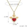 Love Wings Pendant Necklace for Women, European and American INS Fashion Versatile, Copper Plated Real Gold Zircon Drip Oil
