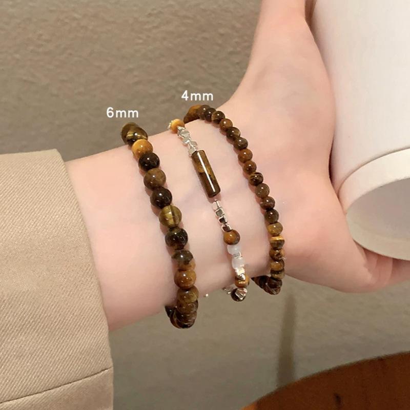 Broken silver tiger's eye stone splicing beaded bracelet women's autumn and winter niche retro jewelry student couple personalized bracelet