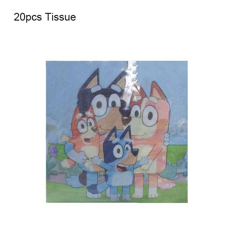 

Детские товары для дня рождения в тематике Bluey Декор Тарелка Скатерть Баннер Воздушный шар 20pcs-Tissue