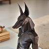 3D Printed Anubis Statue Desk Sculpture with Stable Square Base Matte Black Minimalist Low-Polygon Design for Home Office Study Room Decor Gift